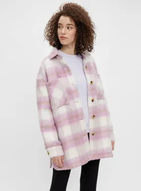 Oversized checked shacket - Pink