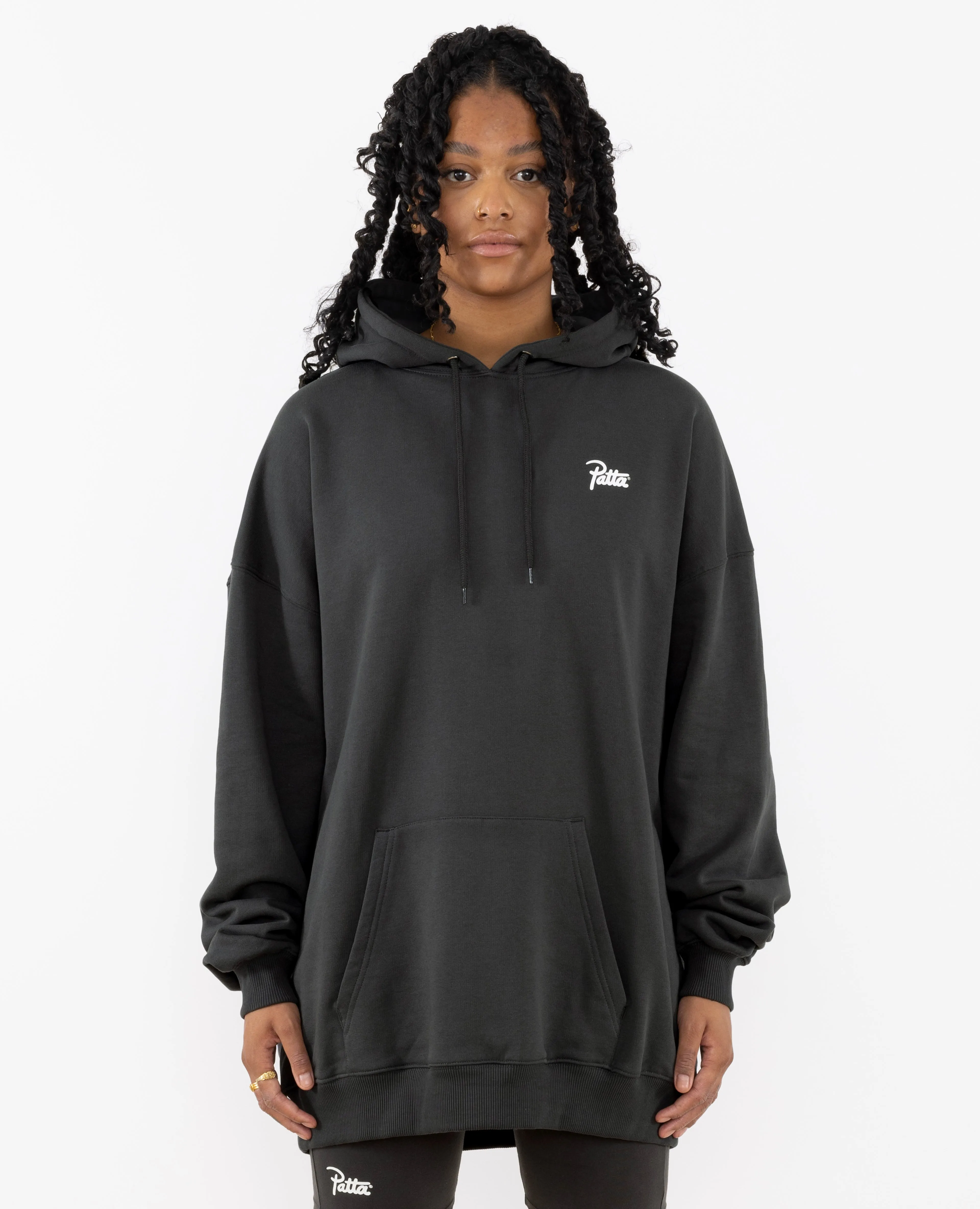 Patta Femme Basic Washed Hooded Sweater Dress (Raven)