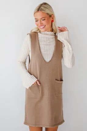 Perfect Outcome Mocha Mini Sweater Dress - DOORBUSTER