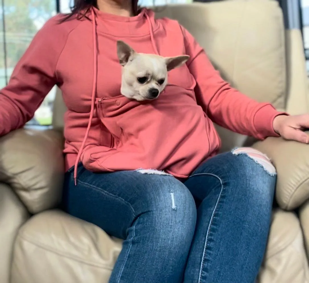 Pet Pocket Hoodie Carrier sweater, with custom pet portrait