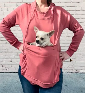 Pet Pocket Hoodie Carrier sweater, with custom pet portrait