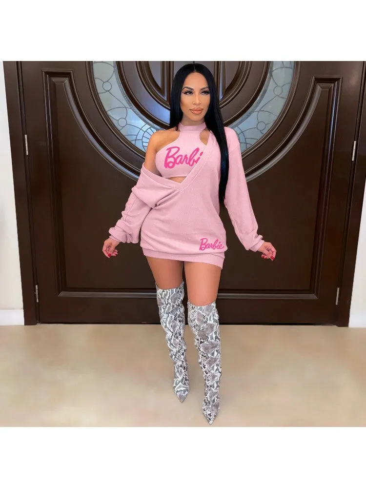 Pink 2pc Sweater Dress Set