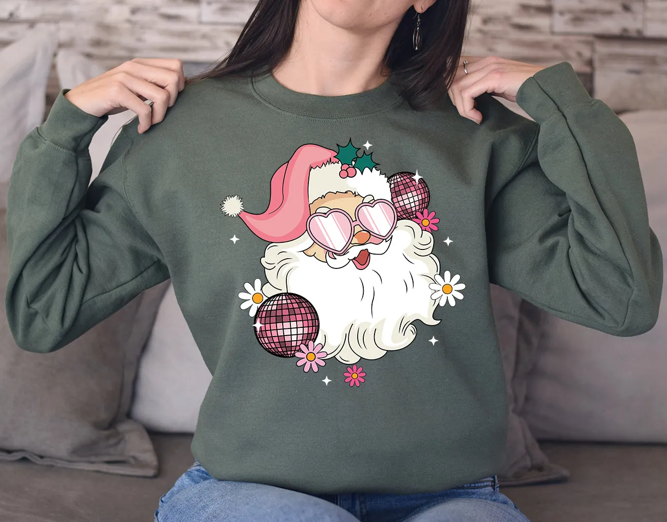 Pink Christmas , Christmas Crewneck hoodie Sweatshirt, Happy Holidays Country Christmas,Holiday