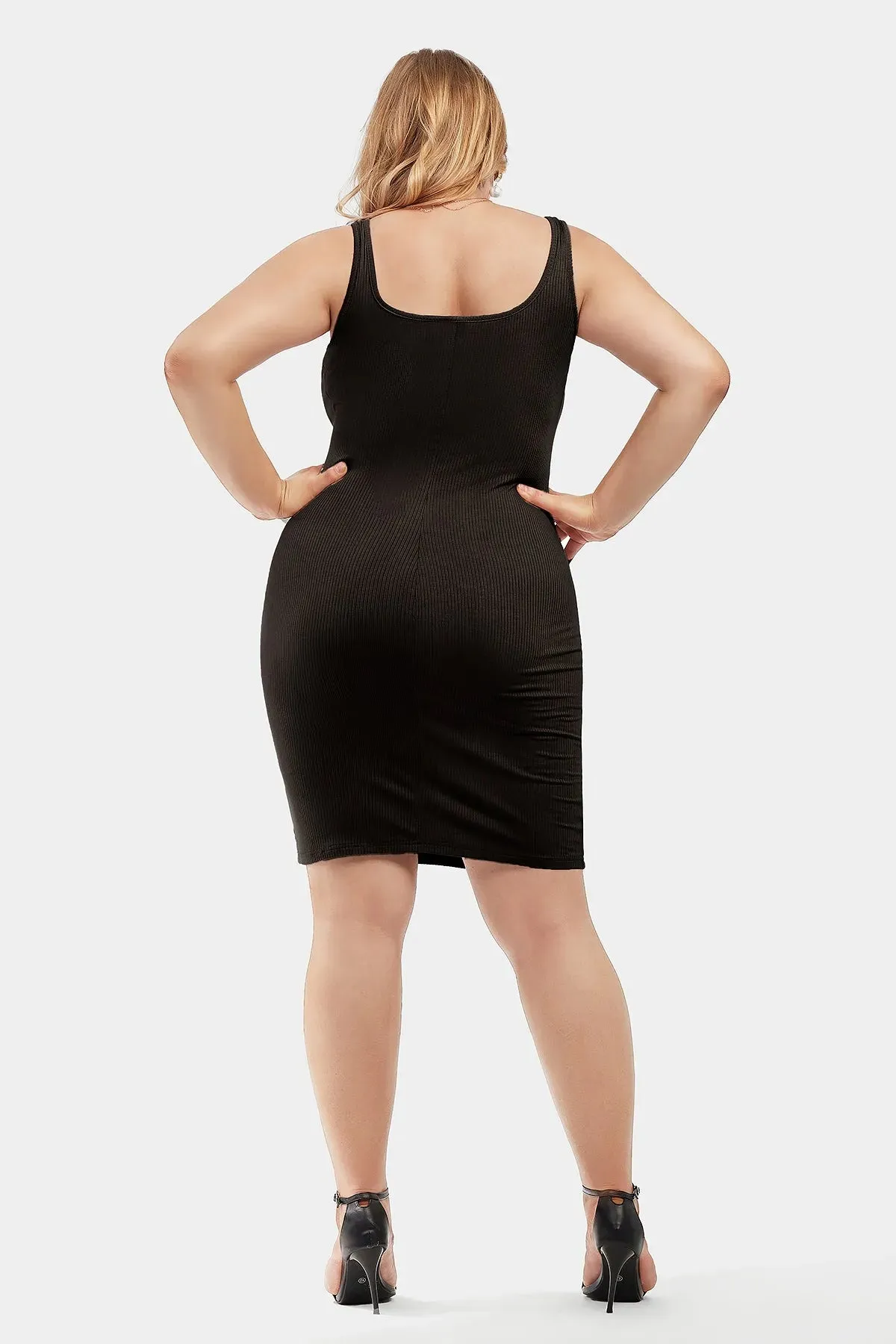 Plain Square Neck Bodycon Tank Dress