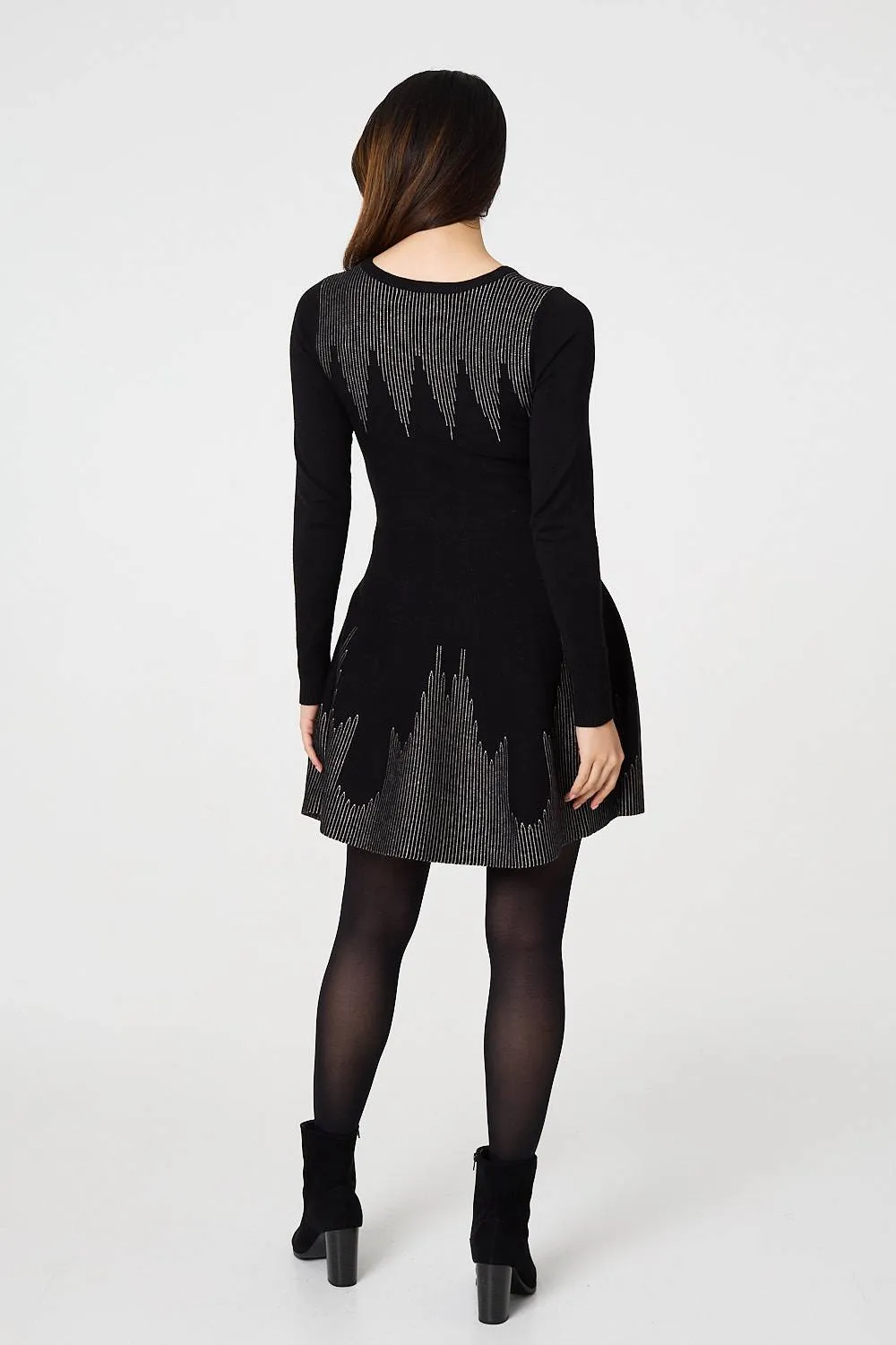 Printed Knit Dress With Removable Rollneck