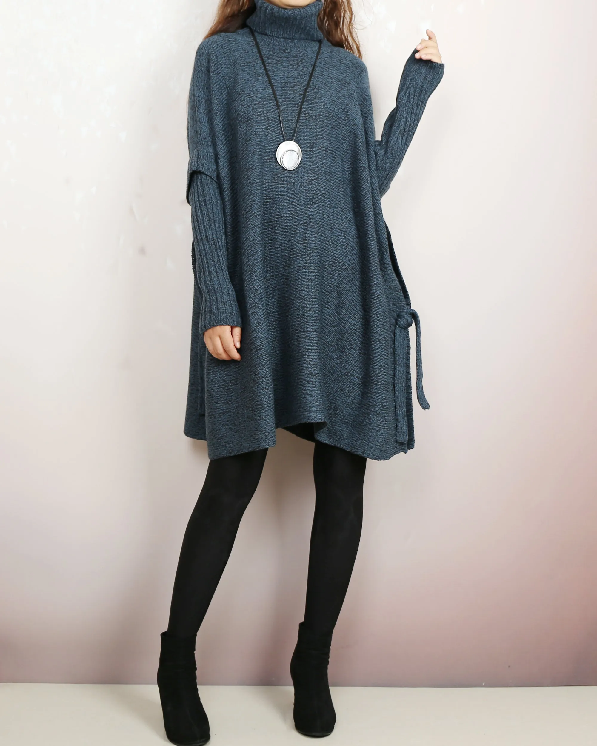 Pullover sweaters women, Oversized Sweater, sweater tunic dress, jumper tunic, turtleneck sweater, knit dress, long sweaters(Y2137)