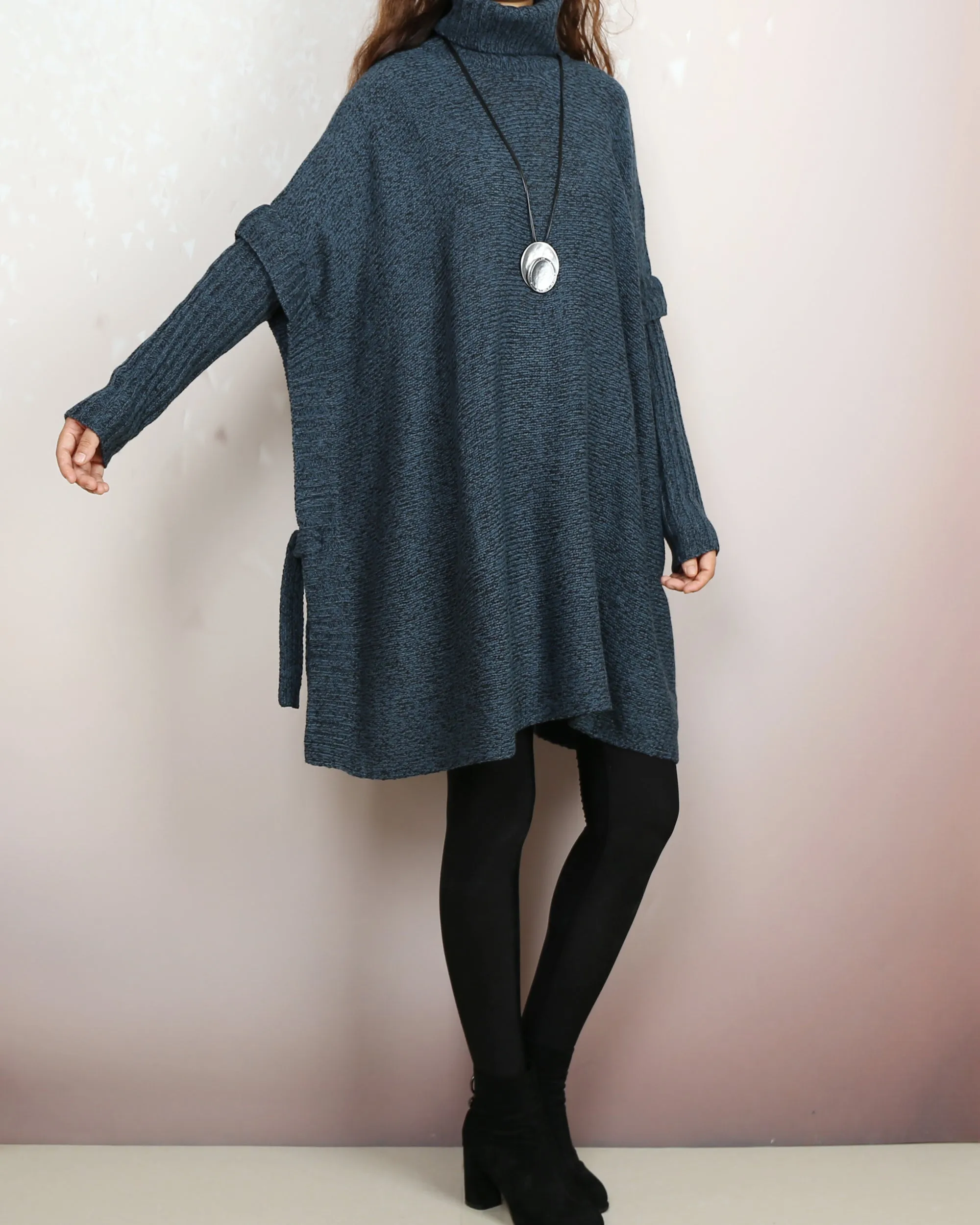 Pullover sweaters women, Oversized Sweater, sweater tunic dress, jumper tunic, turtleneck sweater, knit dress, long sweaters(Y2137)