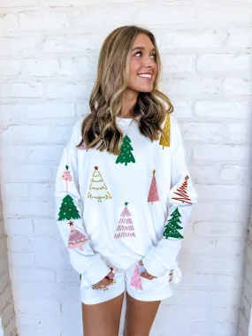 Queen Of White Multi Christmas Tree Sweater