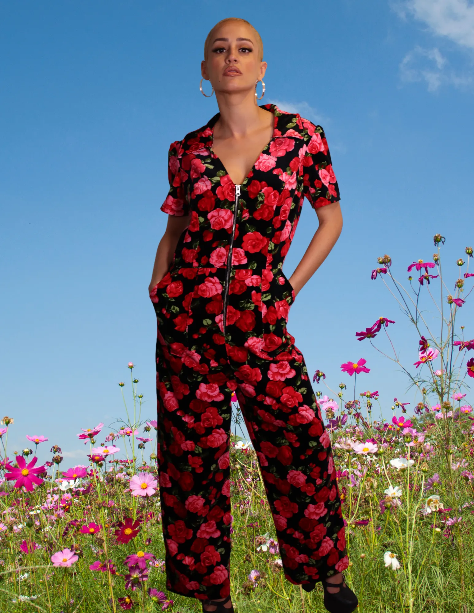 "Roses" Velvet Coverall