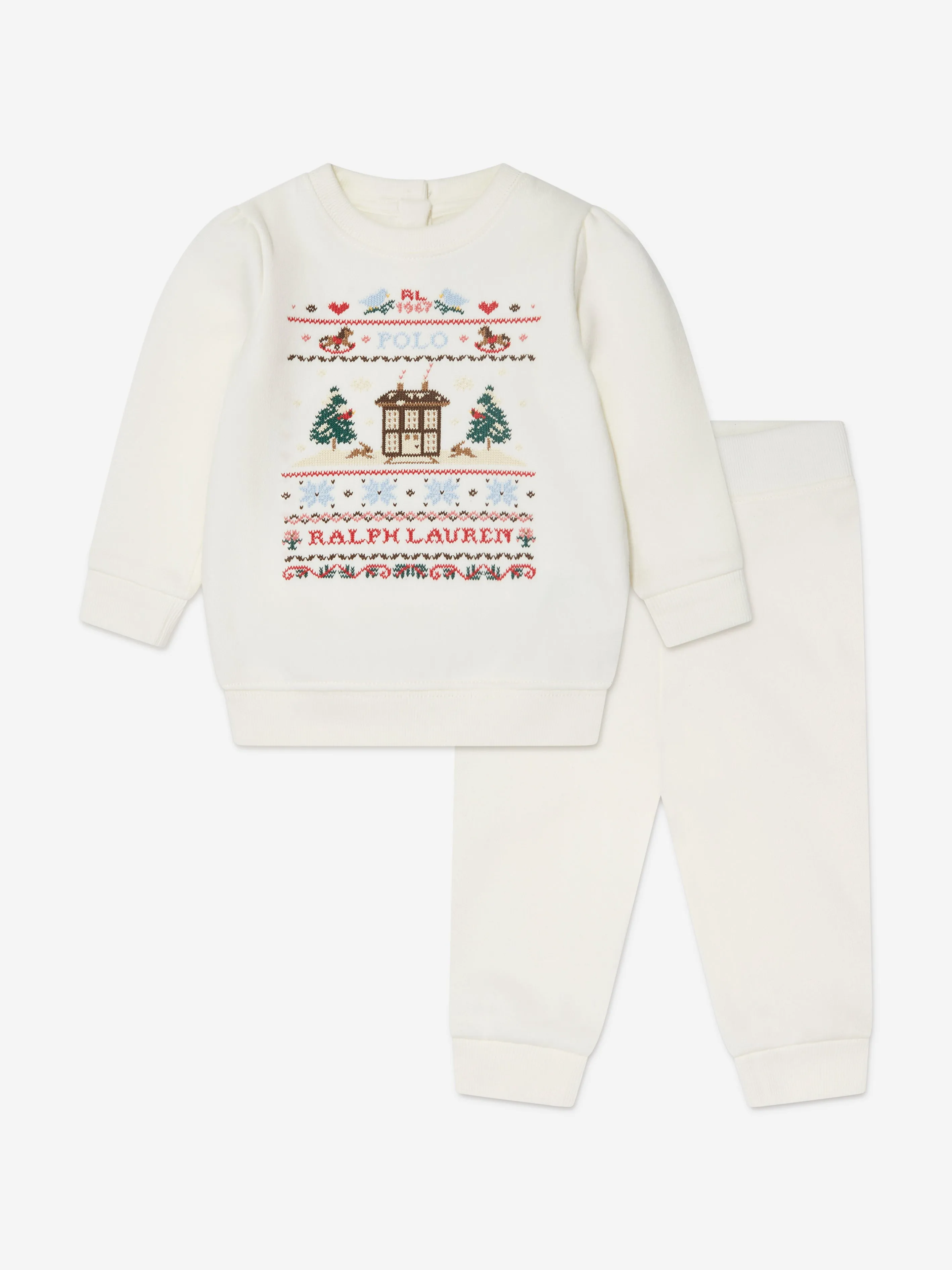 Ralph Lauren Baby Girls Sampler Tracksuit in Ivory