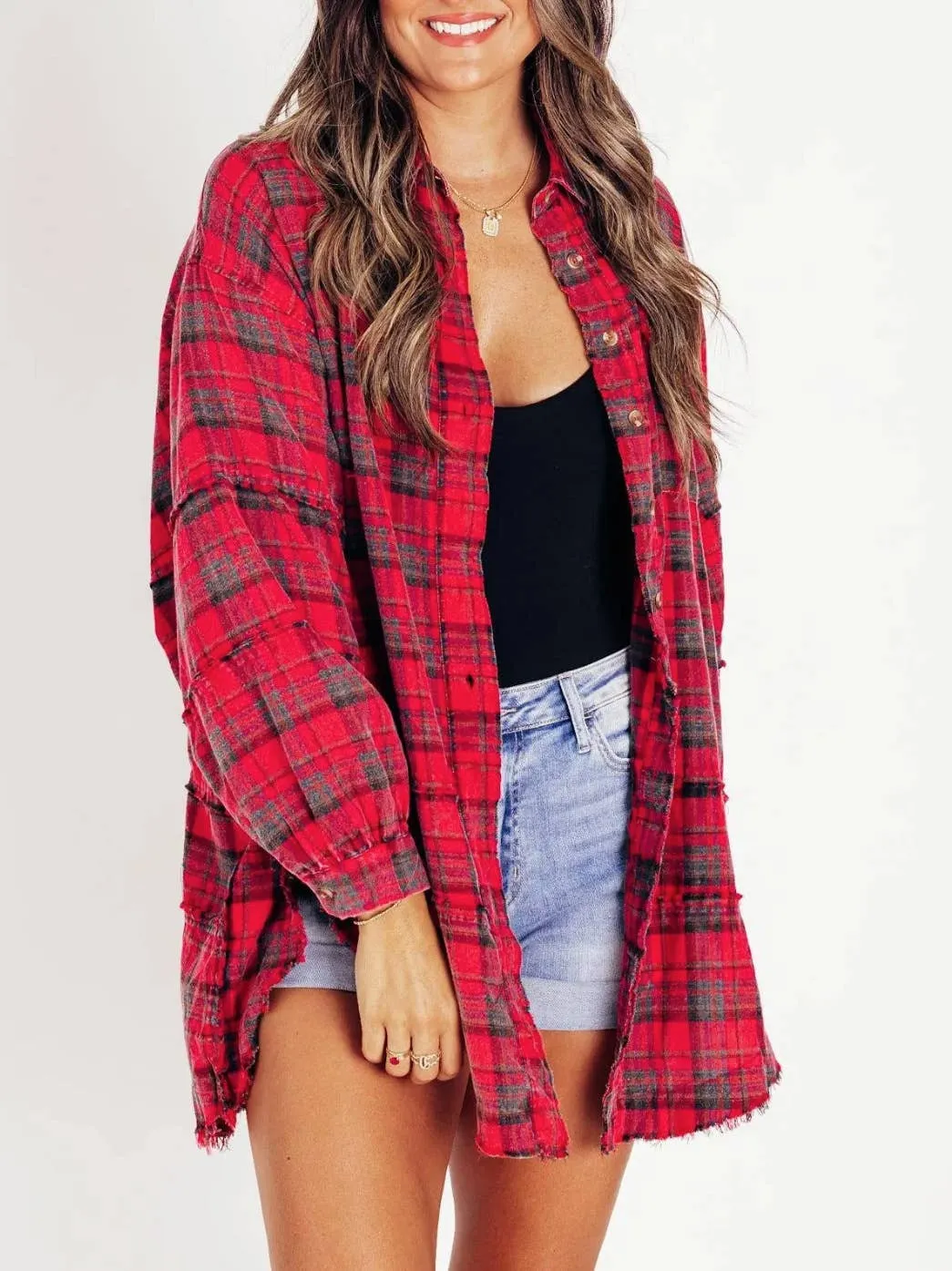 Red Plaid Oversized Shacket