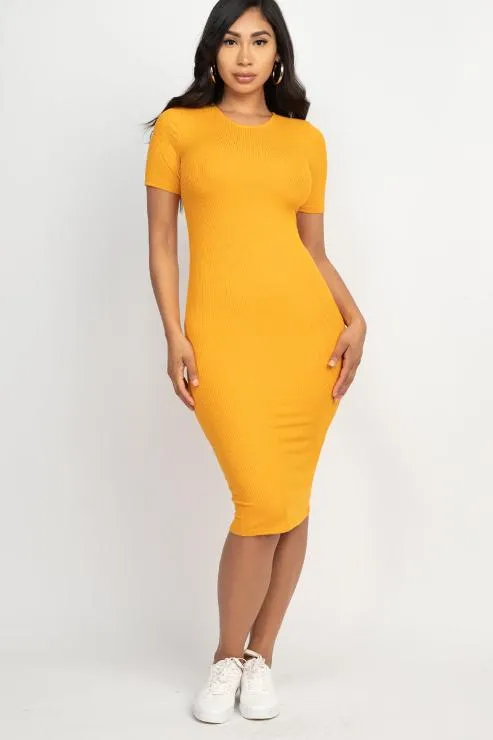 Ribbed Bodycon Midi Dress (CAPELLA)