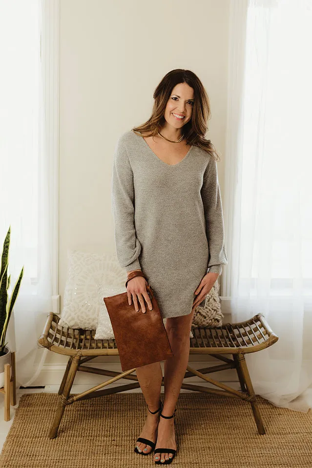 Ribbed V Sweater Dress