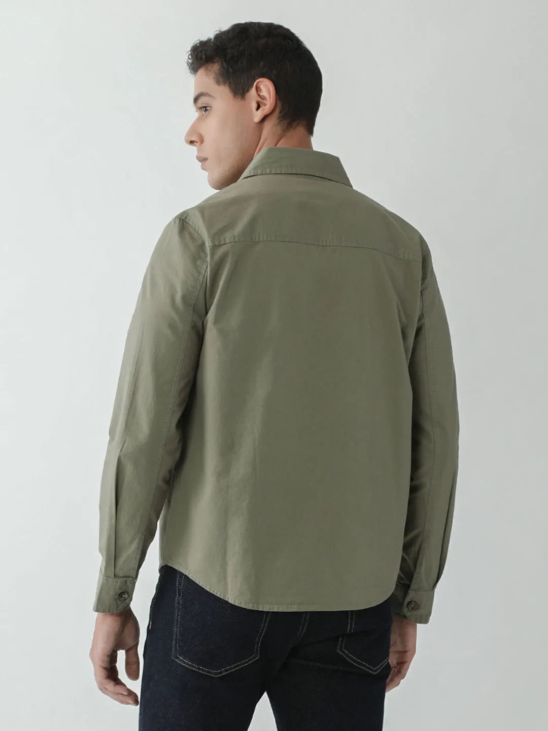 Rugged Olive Cotton Shacket