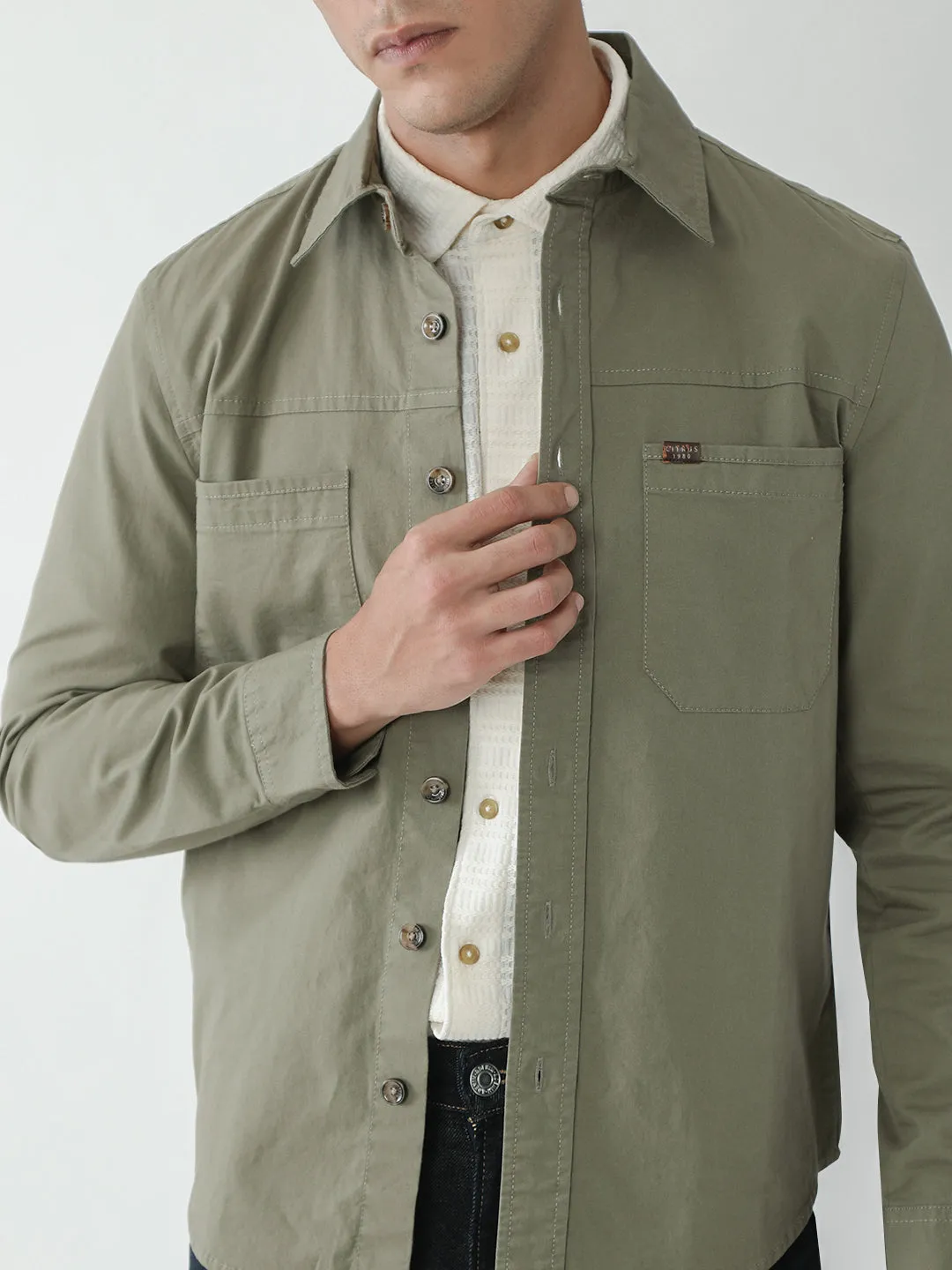 Rugged Olive Cotton Shacket