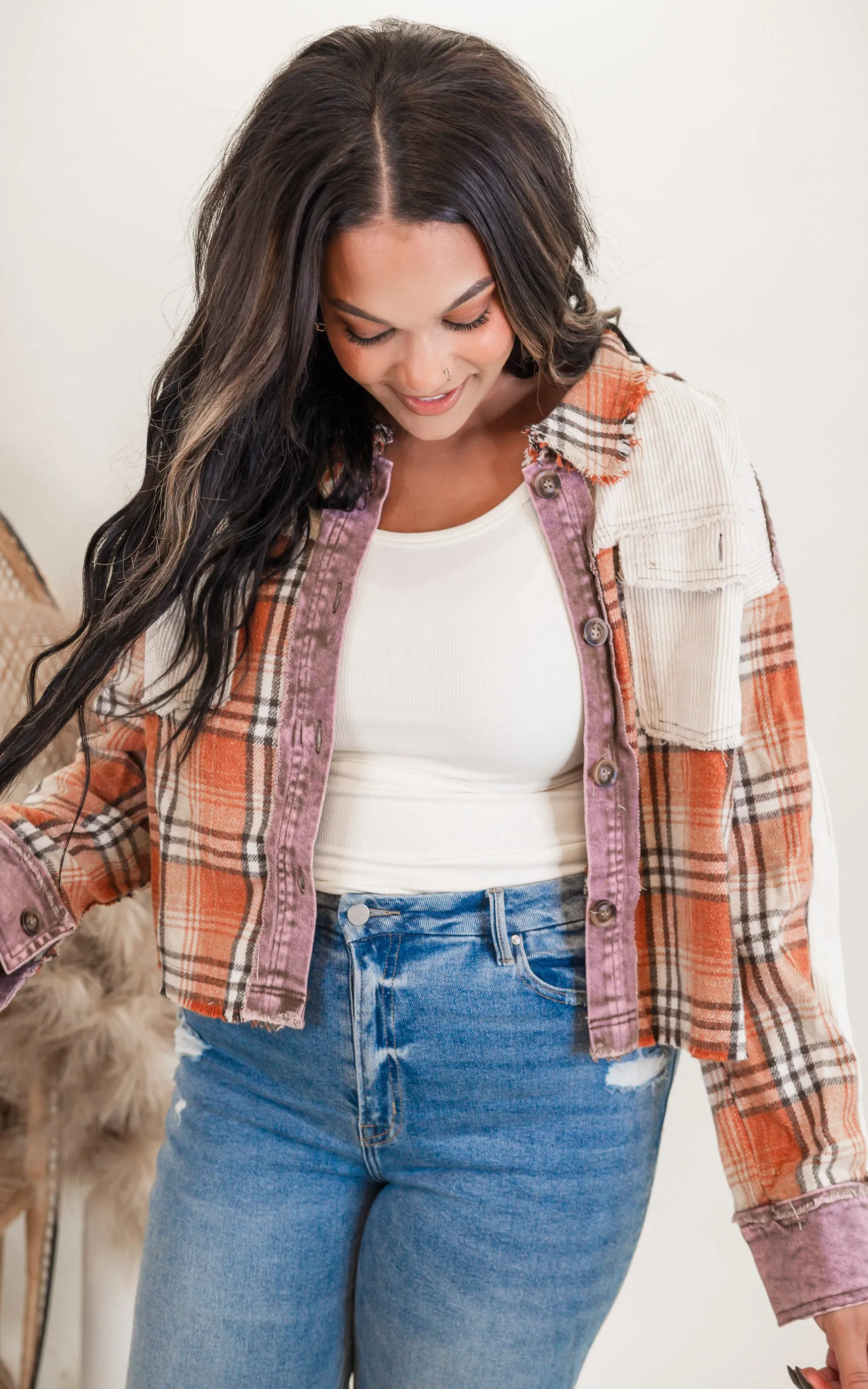 Rust Plaid Button Front Shirt - Oli & Hali