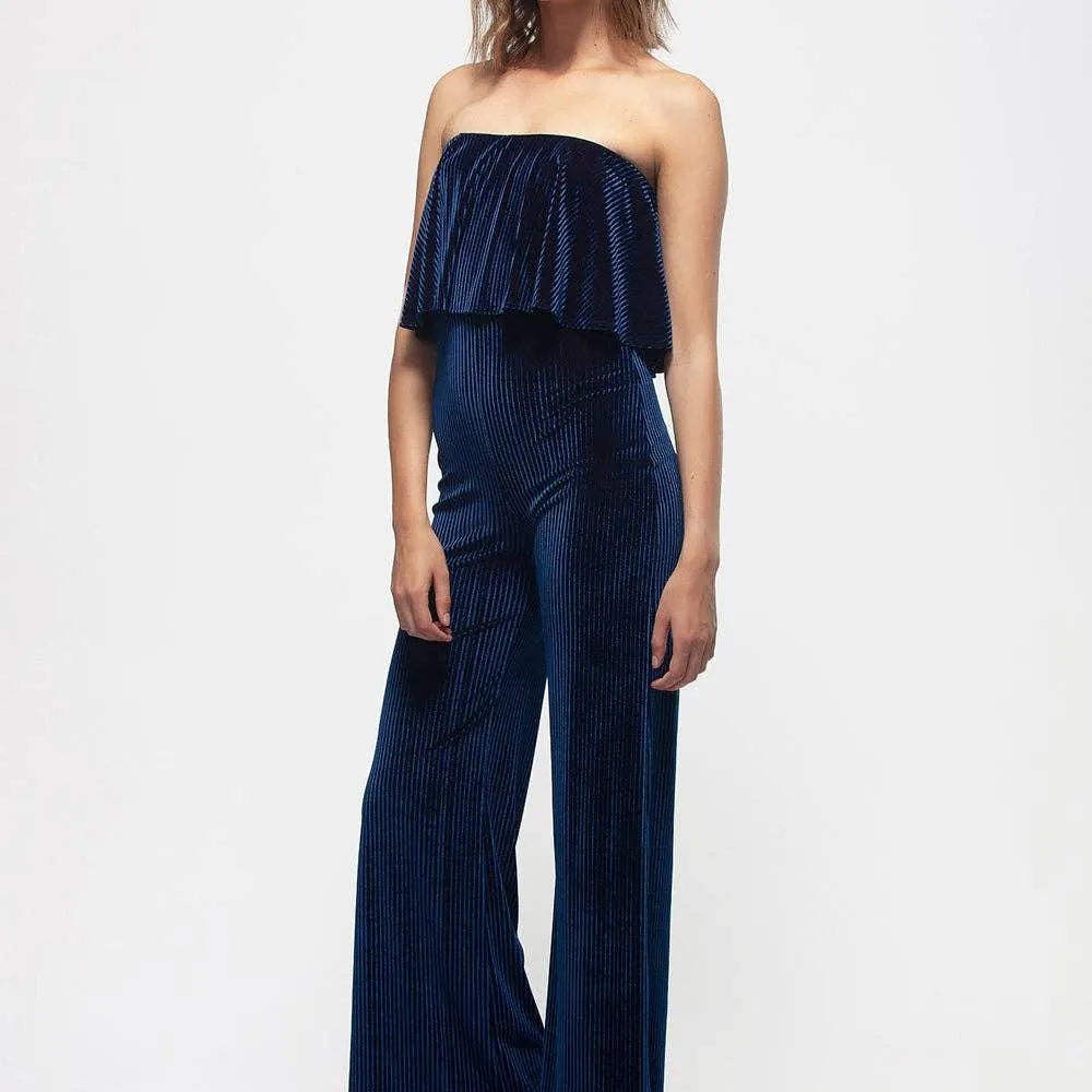 Sasha Ribbed Velvet Tube Top Jumpsuit