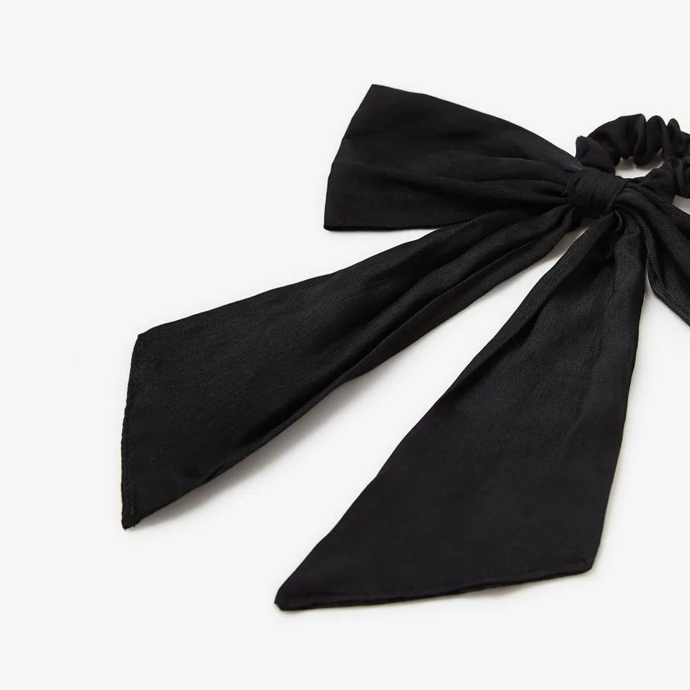 Satin bow hair tie