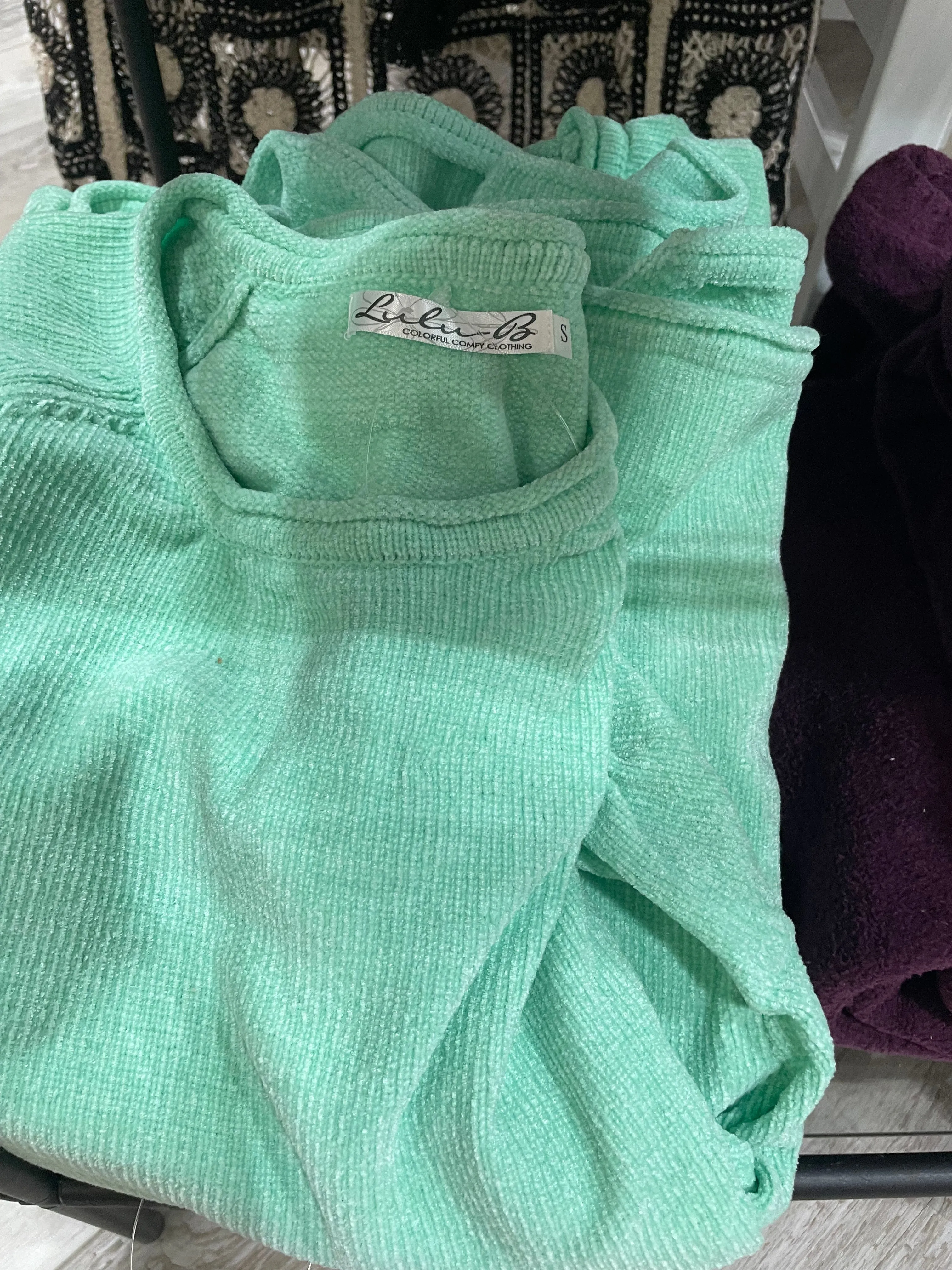 Scoop Neck Sweater in Seafoam by Lulu-B