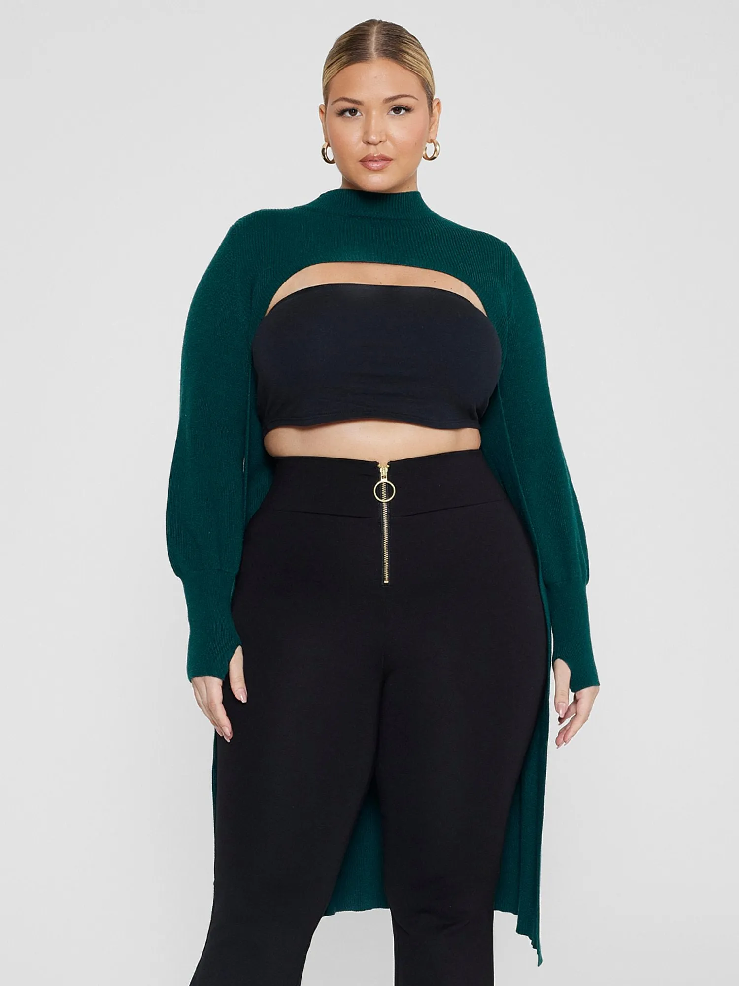 Selina Cutout Ribbed Knit Long Sweater