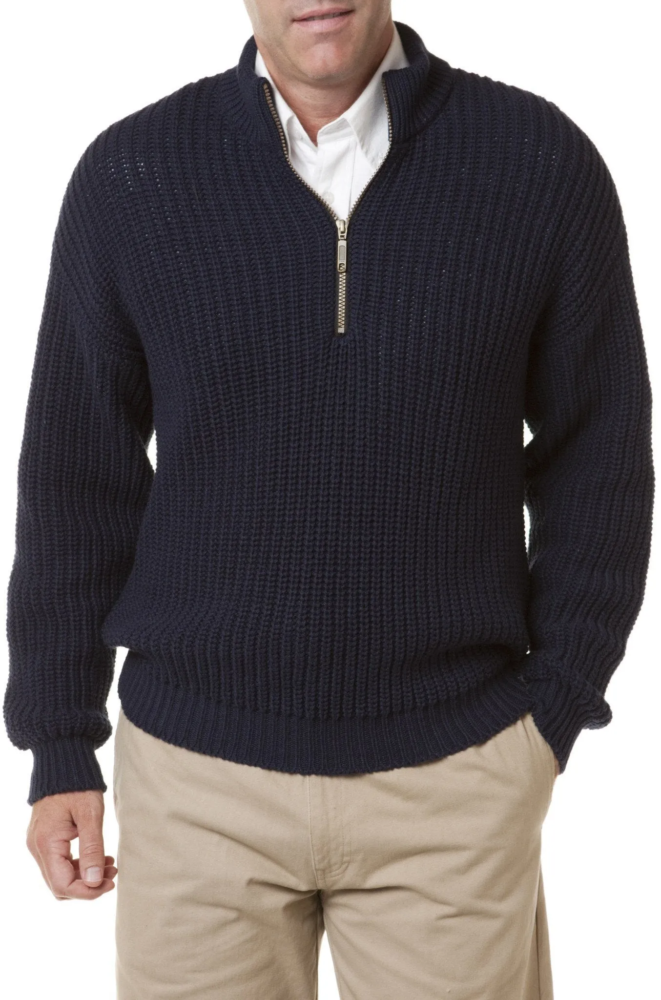 Shaker Knit Quarter Zip Sweater Nantucket Navy