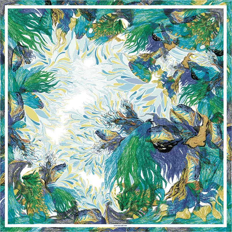 Silk Scarf of Summer Forest Imagination