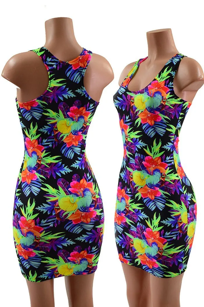 Sonic Bloom Racerback Bodycon Dress