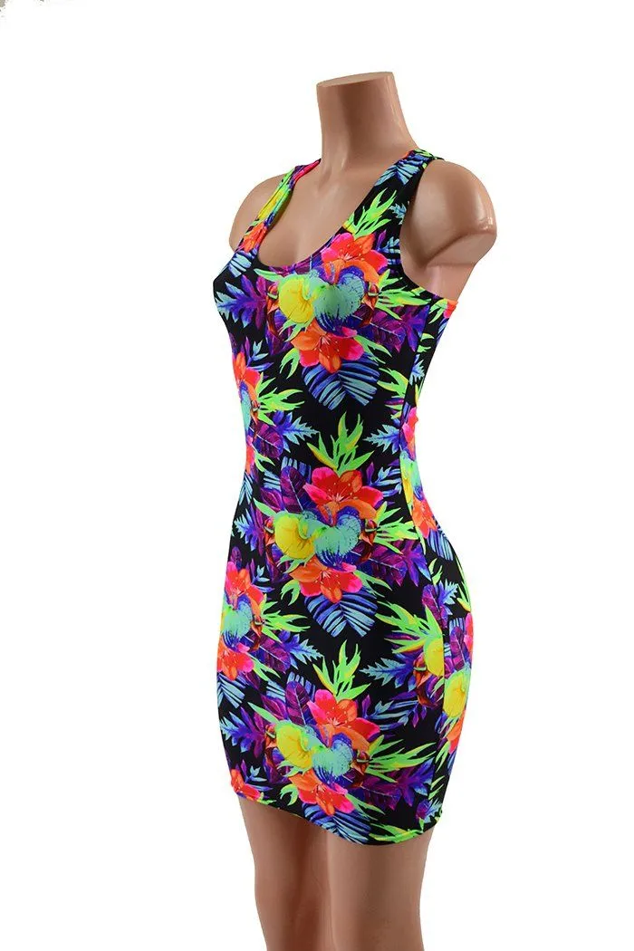 Sonic Bloom Racerback Bodycon Dress