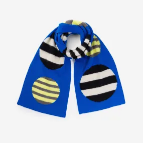 Stripe Dot Big Scarf in Cobalt