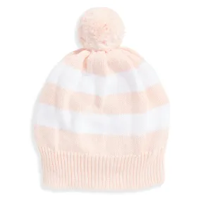 Striped Knit Hat -- Light Pink/Pink Stripe