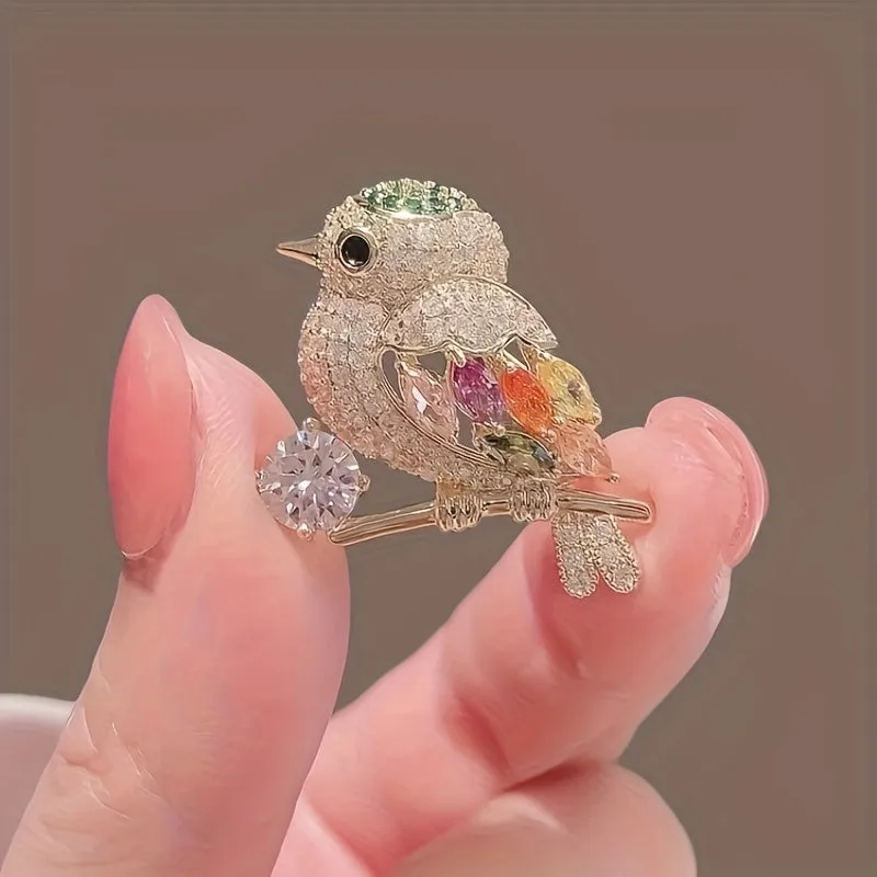 Stunning Magpie Bird Shaped Rhinestone Brooch for Womens Fashion