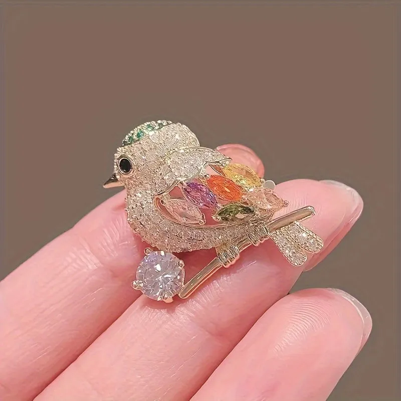 Stunning Magpie Bird Shaped Rhinestone Brooch for Womens Fashion