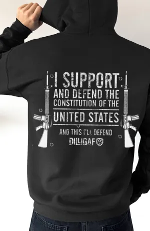 Support and Defend the USA Dilligaf Pullover Hoodie