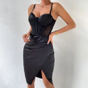 Talk of the town Black Bodycon Corset Dress | Drape Dress | Bandage Dress | Black Corset Dress