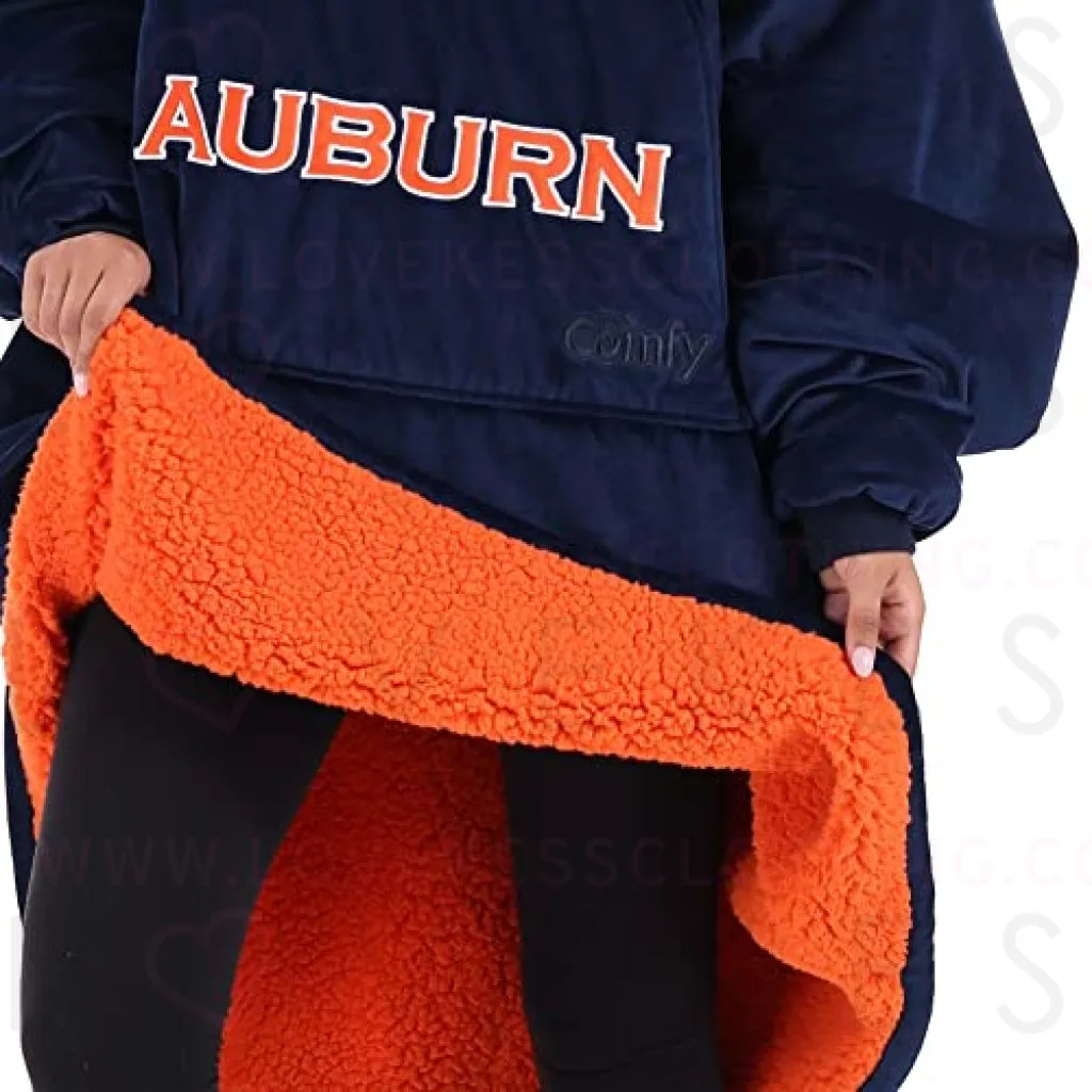 THE COMFY Original Quarter-Zip | Auburn University Logo & Insignia | Oversized Microfiber & Sherpa Wearable Blanket with Zipper, Seen On Shark Tank, One Size Fits All