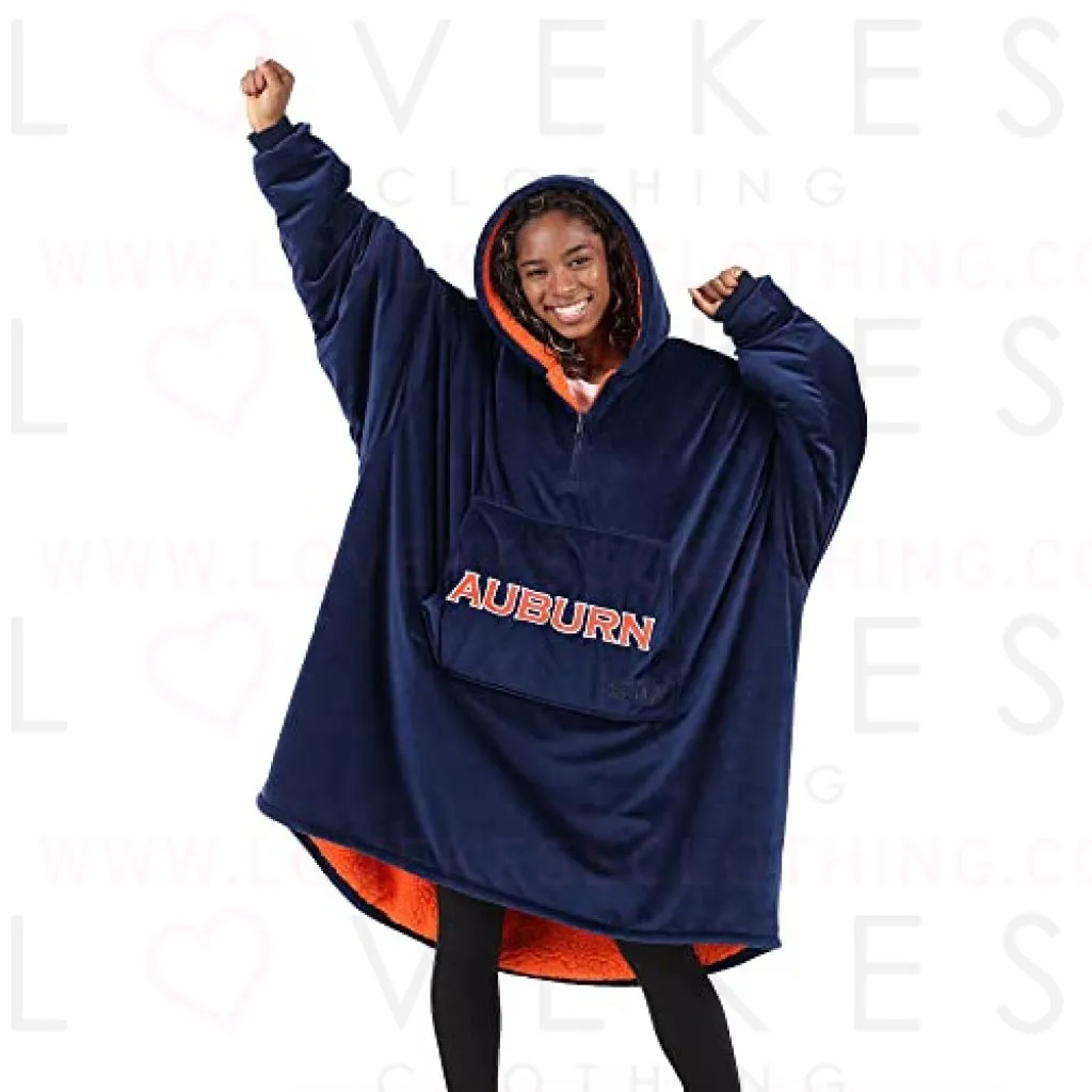 THE COMFY Original Quarter-Zip | Auburn University Logo & Insignia | Oversized Microfiber & Sherpa Wearable Blanket with Zipper, Seen On Shark Tank, One Size Fits All