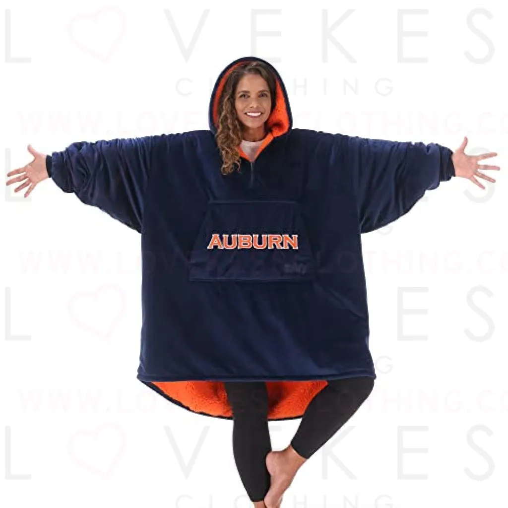 THE COMFY Original Quarter-Zip | Auburn University Logo & Insignia | Oversized Microfiber & Sherpa Wearable Blanket with Zipper, Seen On Shark Tank, One Size Fits All