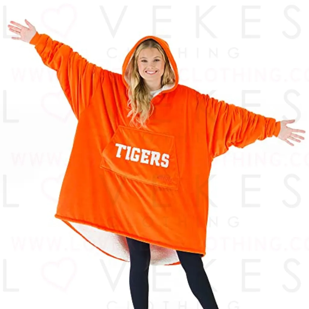 THE COMFY Original Quarter-Zip | Clemson University Logo & Insignia | Oversized Microfiber & Sherpa Wearable Blanket with Zipper, Seen On Shark Tank, One Size Fits All