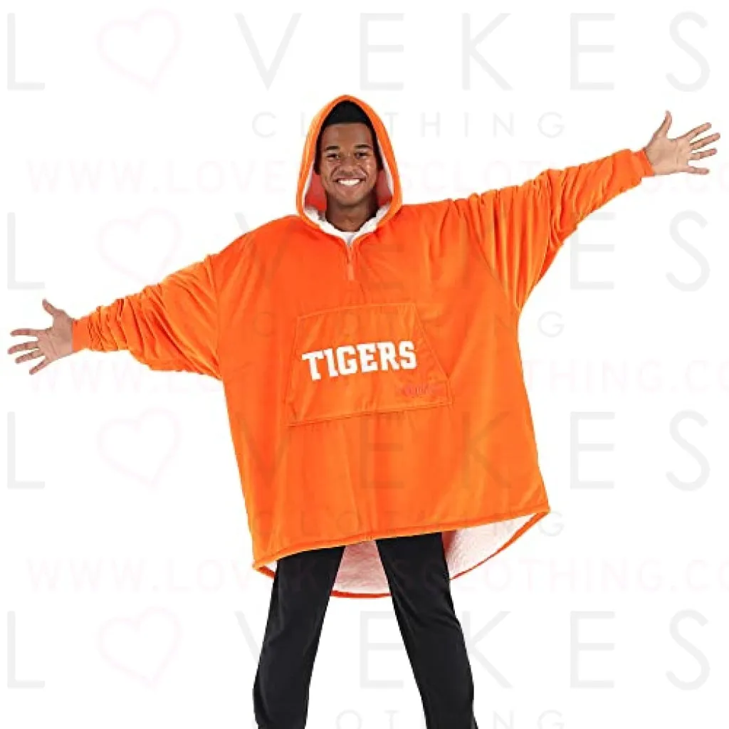 THE COMFY Original Quarter-Zip | Clemson University Logo & Insignia | Oversized Microfiber & Sherpa Wearable Blanket with Zipper, Seen On Shark Tank, One Size Fits All