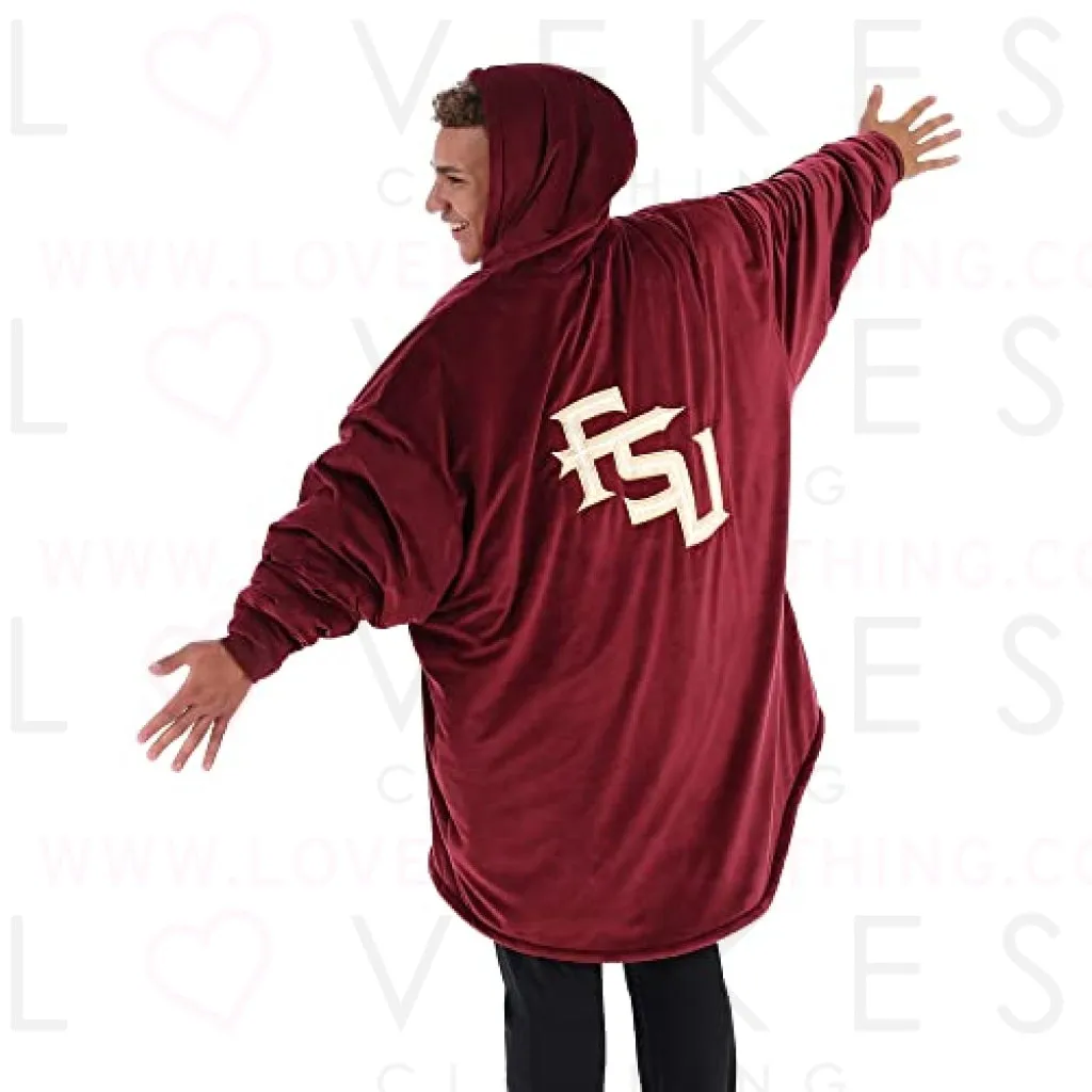 THE COMFY Original Quarter-Zip | Florida State University Logo & Insignia | Oversized Microfiber & Sherpa Wearable Blanket with Zipper, Seen On Shark Tank, One Size Fits All