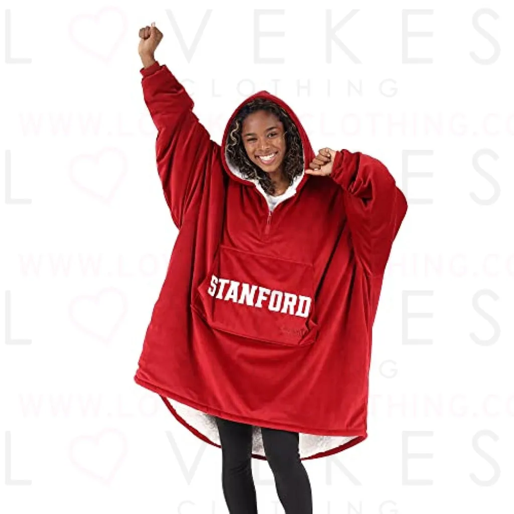 THE COMFY Original Quarter-Zip | Stanford University Logo & Insignia | Oversized Microfiber & Sherpa Wearable Blanket with Zipper, Seen On Shark Tank, One Size Fits All