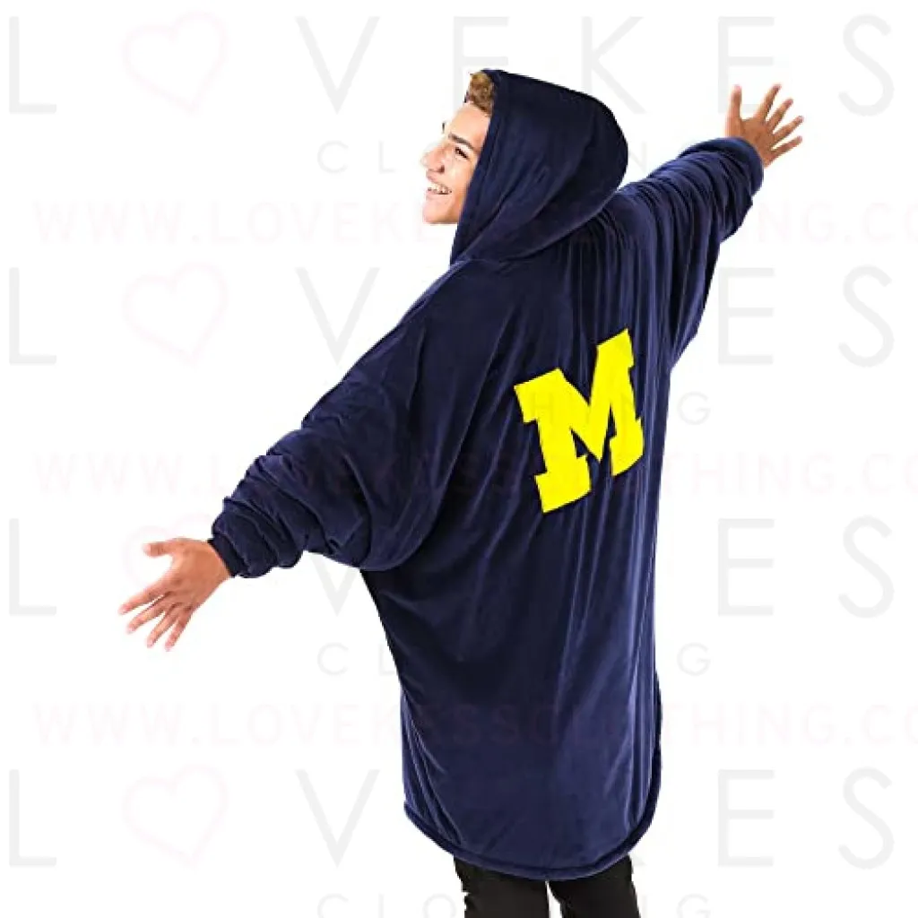 THE COMFY Original Quarter-Zip | University of Michigan Logo & Insignia | Oversized Microfiber & Sherpa Wearable Blanket with Zipper, Seen On Shark Tank, One Size Fits All