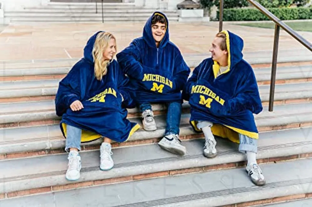 THE COMFY Original Quarter-Zip | University of Michigan Logo & Insignia | Oversized Microfiber & Sherpa Wearable Blanket with Zipper, Seen On Shark Tank, One Size Fits All