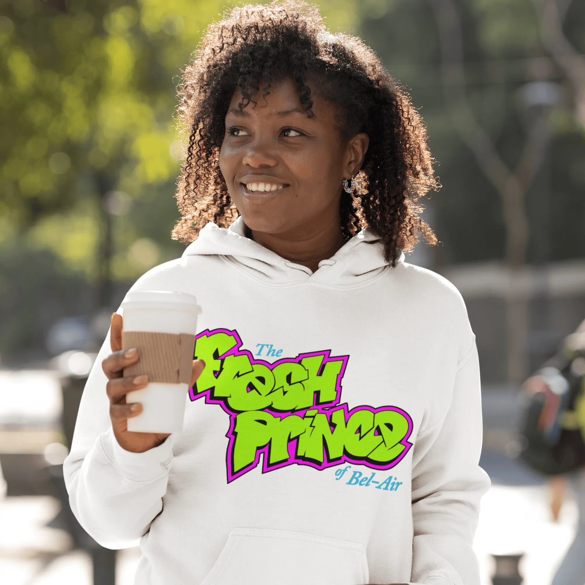 The Fresh Prince Of Bel Air Hoodie Spray Painted Logo DTG Printed Premium Pullover