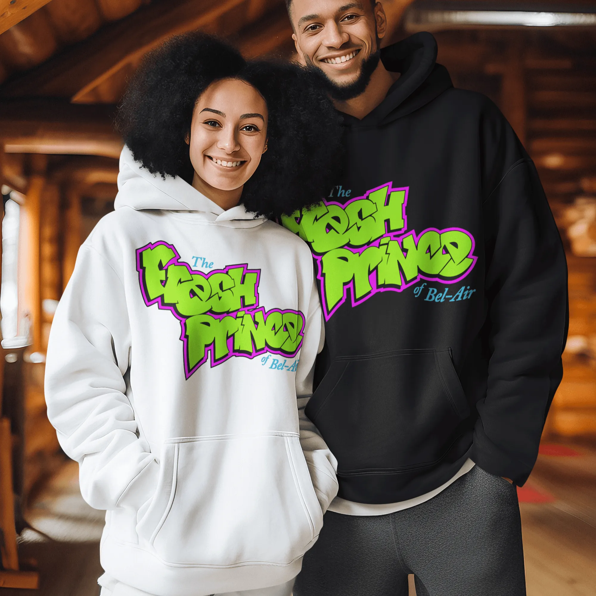 The Fresh Prince Of Bel Air Hoodie Spray Painted Logo DTG Printed Premium Pullover