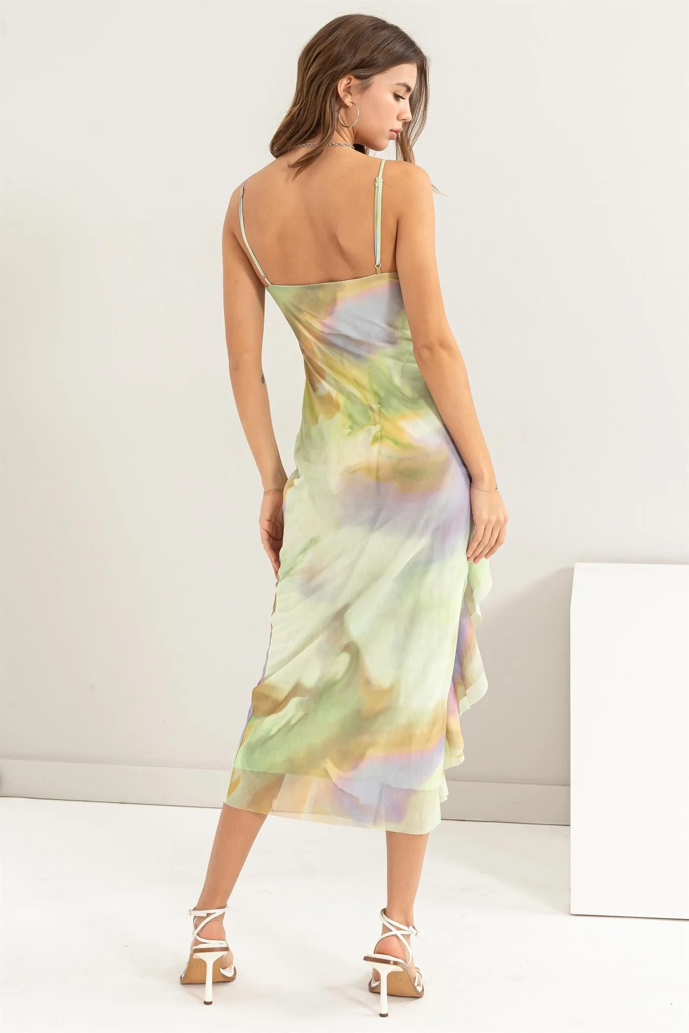 Tie Dye Mesh Bodycon Midi Dress