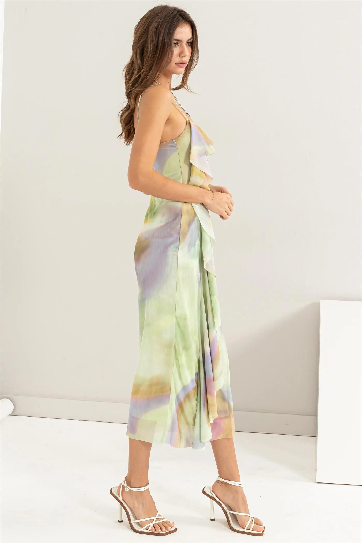 Tie Dye Mesh Bodycon Midi Dress