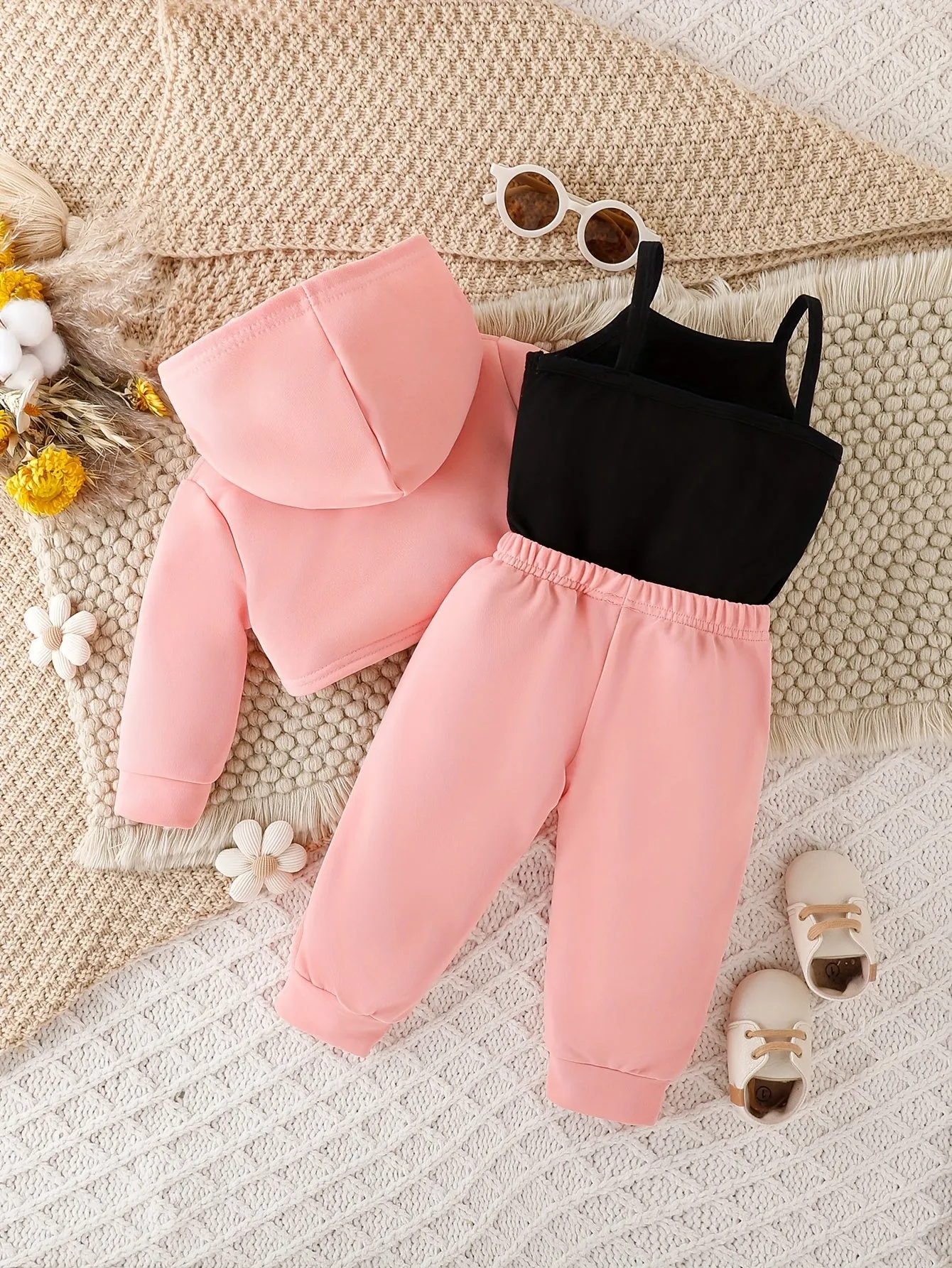 Trendy Girl Baby 3pcs Outfit Set Hoodie Top Pants