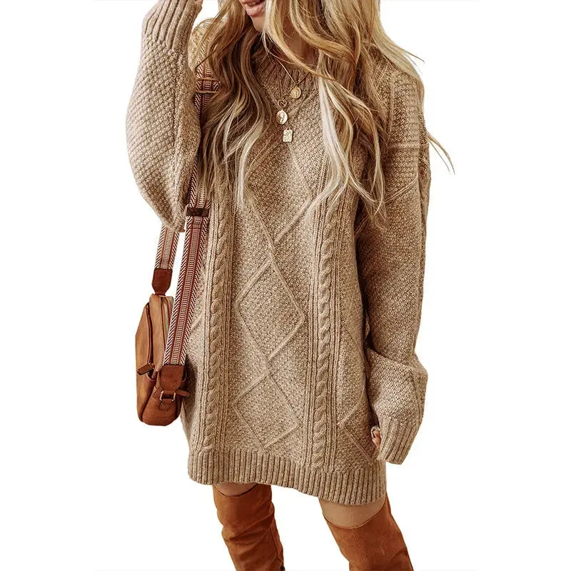 Trendy winter loose sweater outfit  New Loose And Lazy Style Dress Sweater