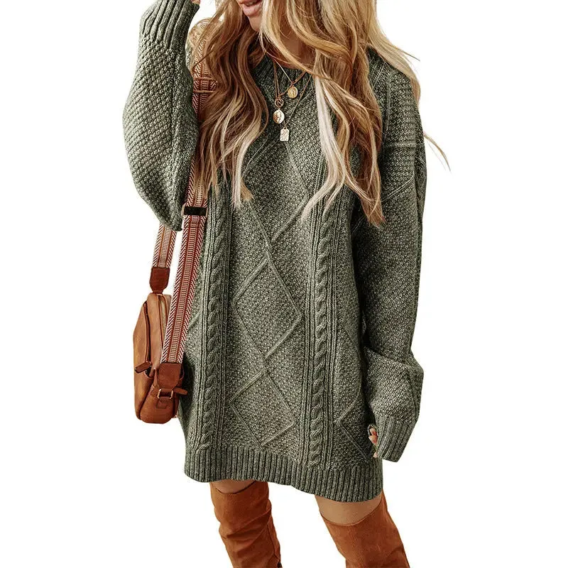 Trendy winter loose sweater outfit  New Loose And Lazy Style Dress Sweater